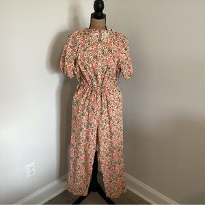 Cat and Jack Floral Orange and Olive Print Jumpsuit